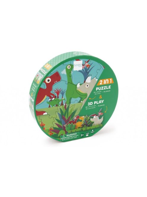 2 az 1-ben puzzle és 3D puzzle Dino Scratch Europe