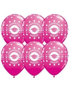   11 inch-es Congatulations Graduate Dots Wild Berry Ballagási Latex Lufi 